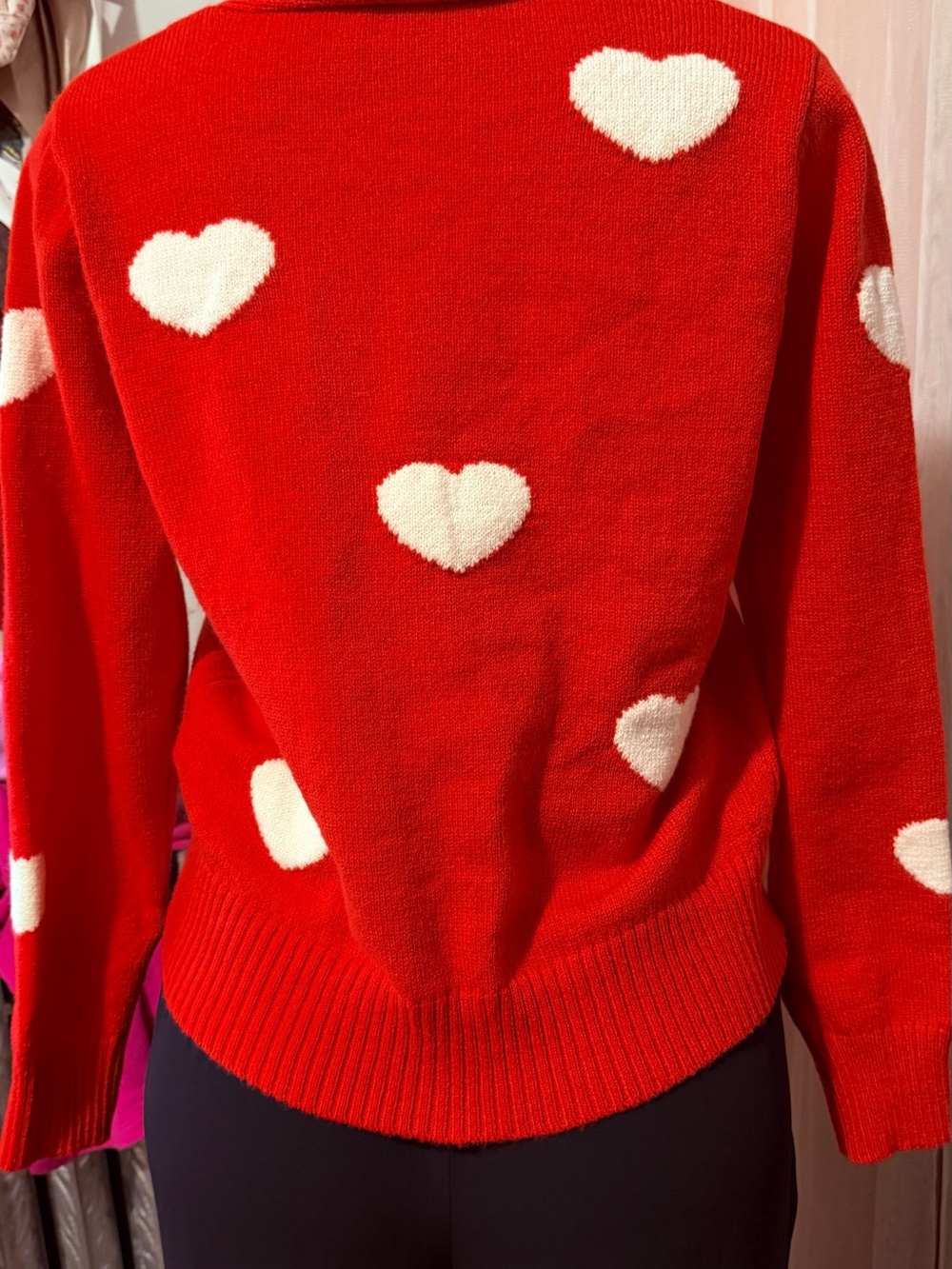 Nanette Lepore Red Sweater with White Heart Motif